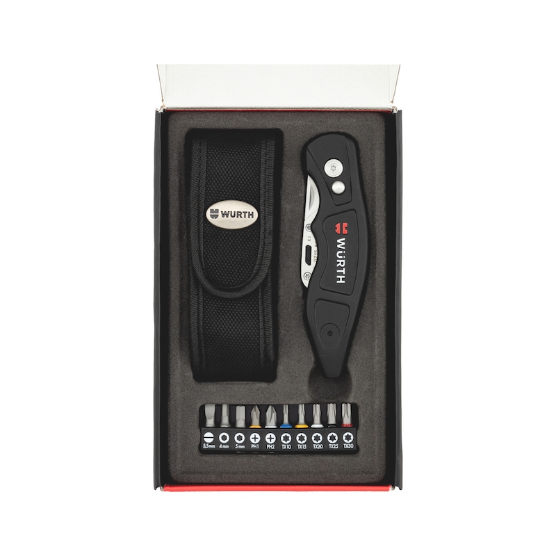 Trapezoidal blade knife set - KNFE-SET-W.TRAPEZIUMBLADE-BITS-POUCH