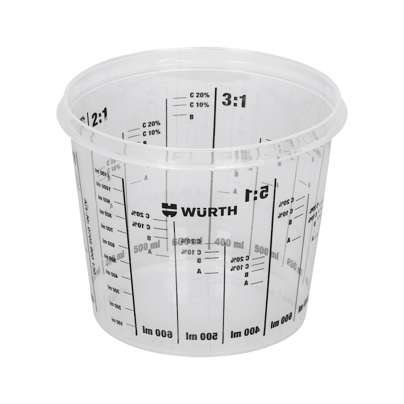 ARTIPOLY Pulvérisateur de peinture jetable pour pistolet à peinture automobile, lot de 50 kits de taille standard de 600 ml – 50 doublures de tasse, 50 couvercles avec passoire, 1 tasse rigide avec