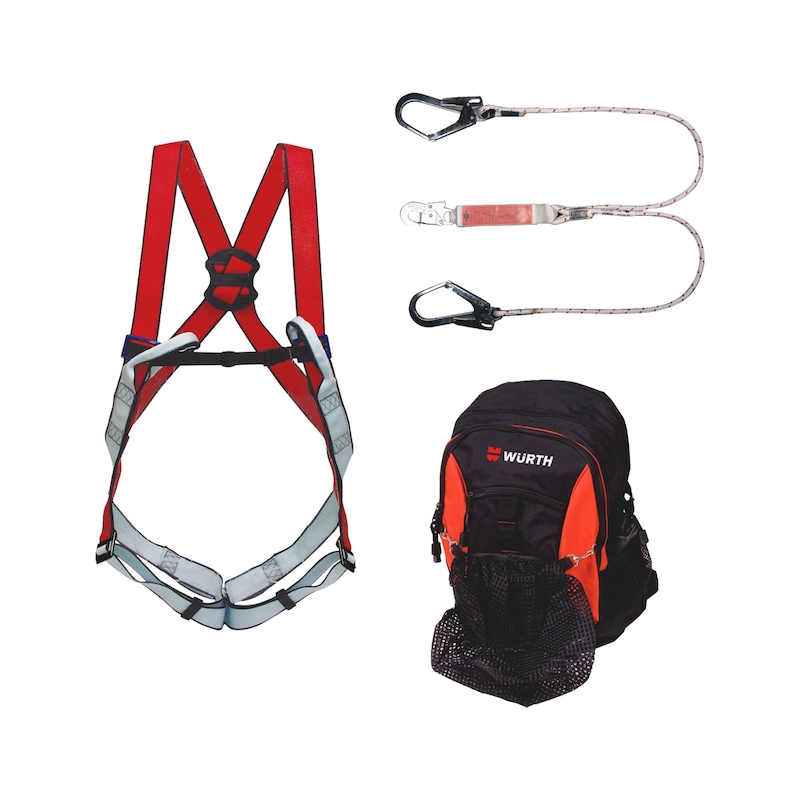 Kit antichute complet pour échafaudage avec harnais et sac