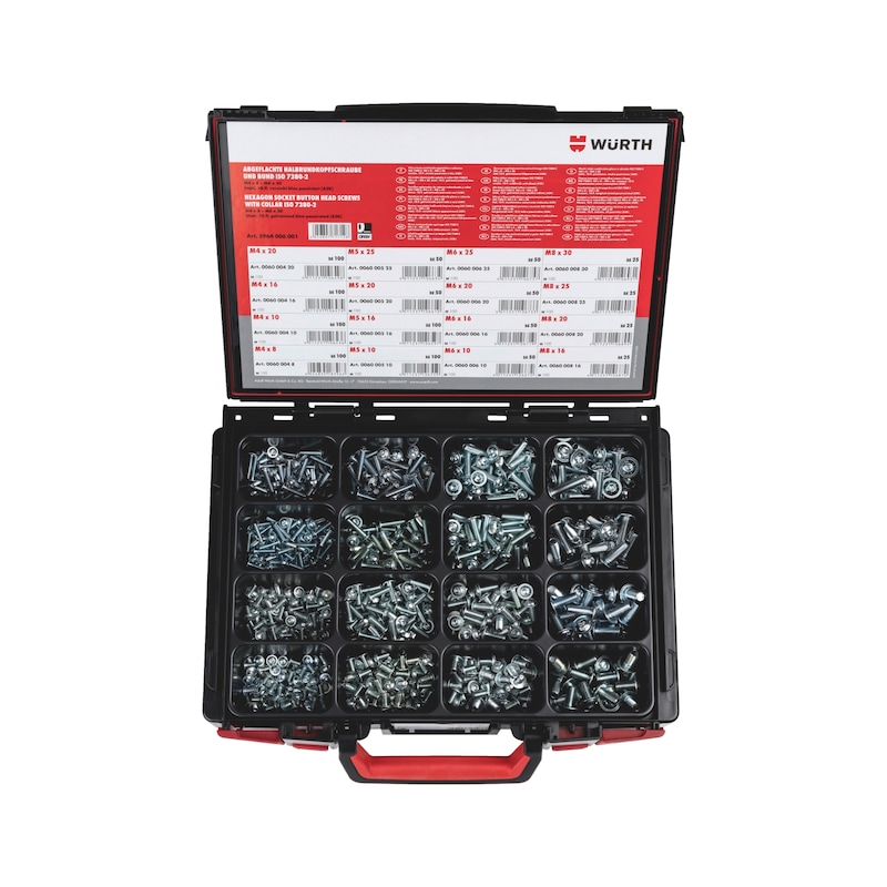 Coffret de 1000 vis à tête demi-ronde ISO 7380-2 acier zingué