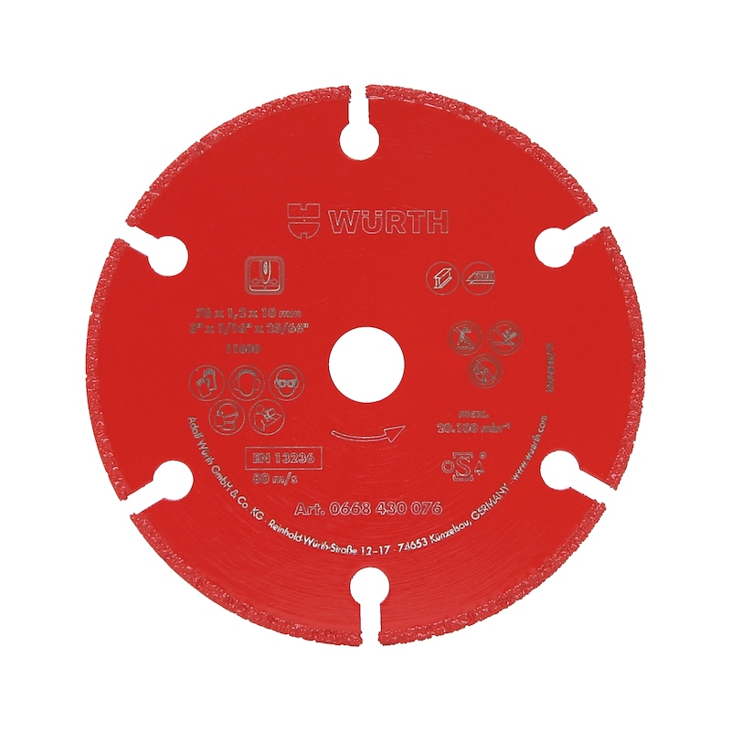 Disque diamant métal Ø76mm pour meuleuse d'angle TG 12-A
