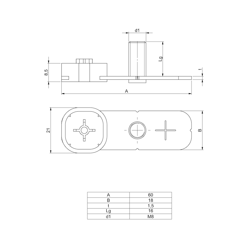 Thread hanger W-GWA Suitable for all DIGA<SUP>®</SUP> CS devices - THRHNG-(F.PINDRIV-DIGA-CS2)-M8