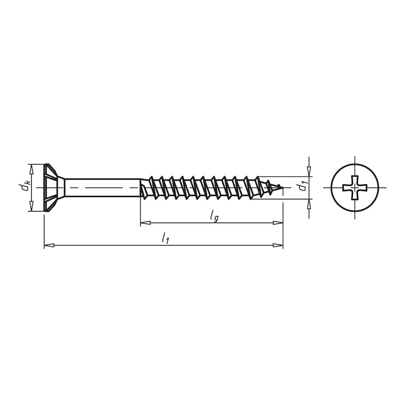 ECOFAST<SUP>®</SUP> chipboard screw - SCR-CS-CTRHD-WO-Z2-(A2K)-5X40/24