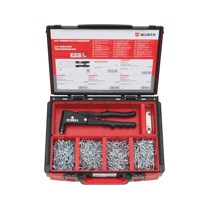 Coffret de rivets aveugle alu/acier et pince - Sysko | WURTH