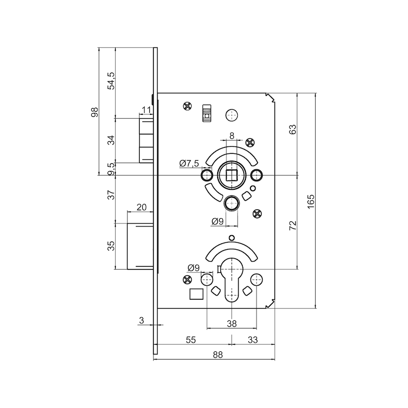 Buy Mortise lock interior door class 3-Nickel-plated online