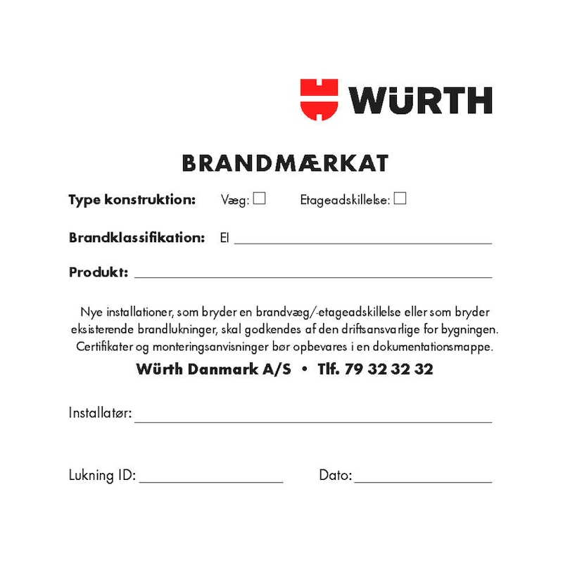 Brandsikringsmærkat