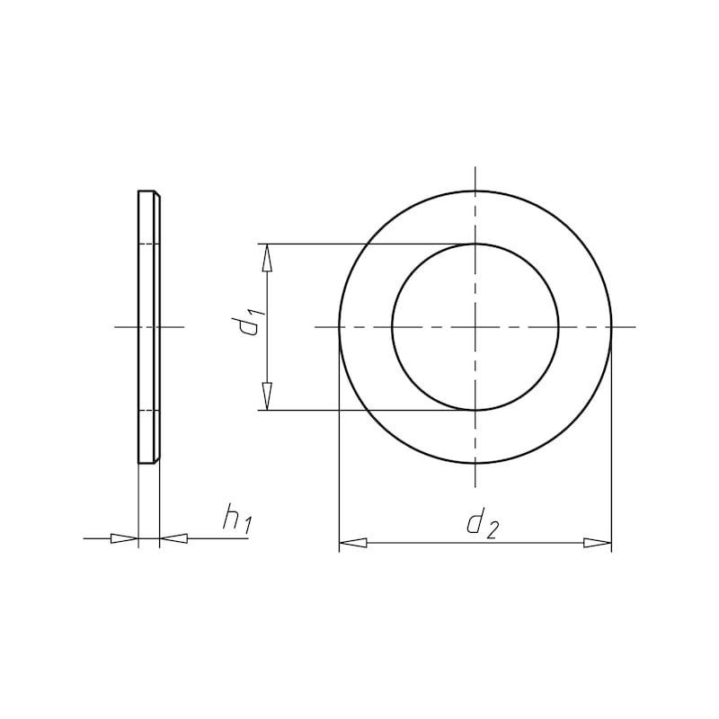 Rondelle plate avec chanfrein - ISO 7090 - laiton nickelé (E2J)