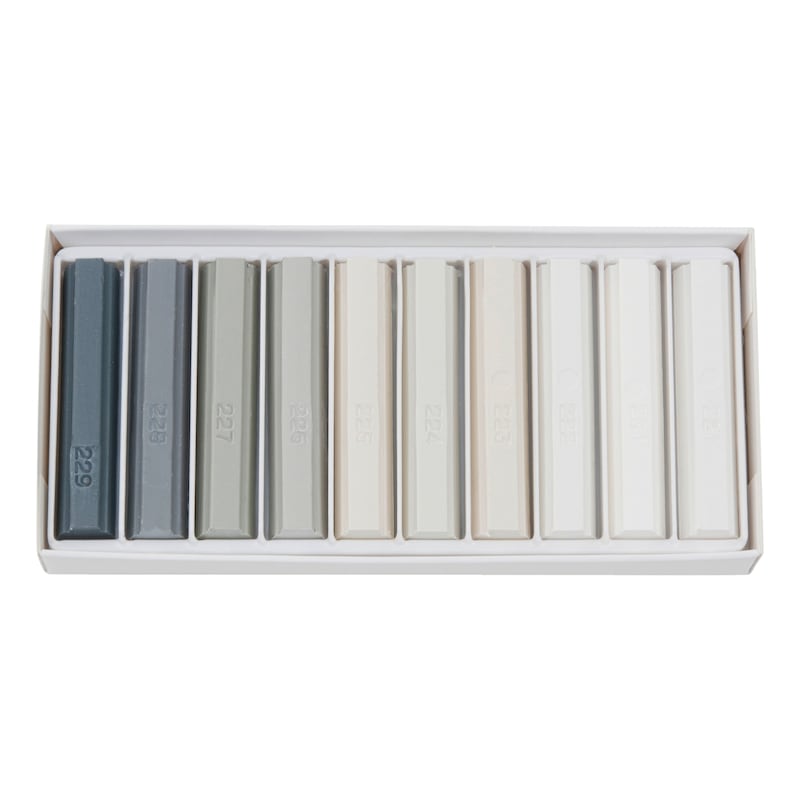 Jeu de cires molles grises pour réparation de bois