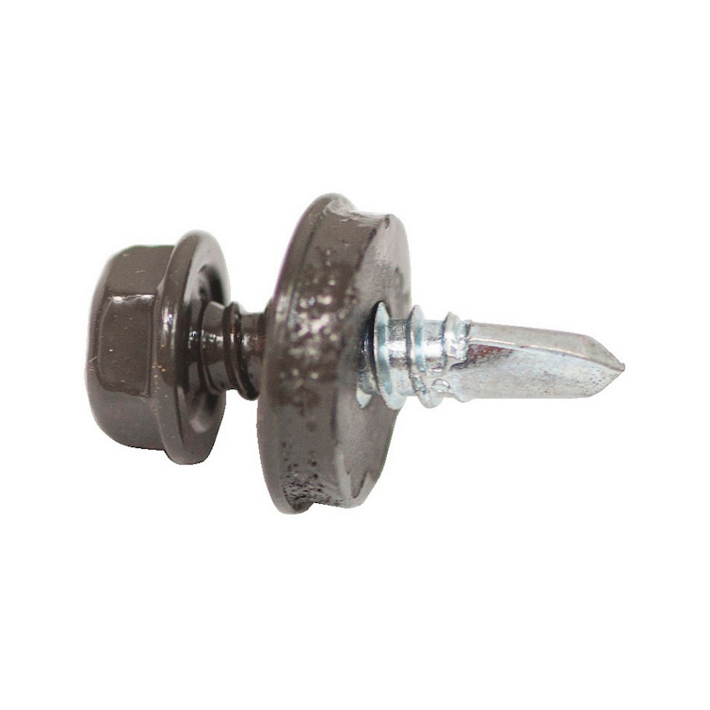 Vis de bardage - tête hexagonale avec rondelle d'étanchéité - acier zingué (A2K) - six pans extérieurs