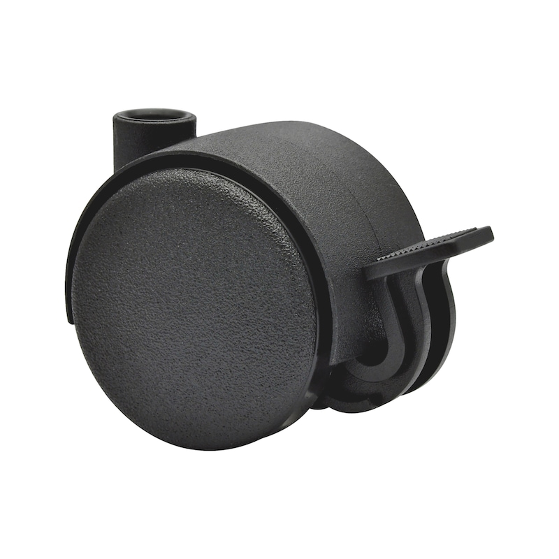 Roulette pour meuble pivotante jumelée avec frein couleur