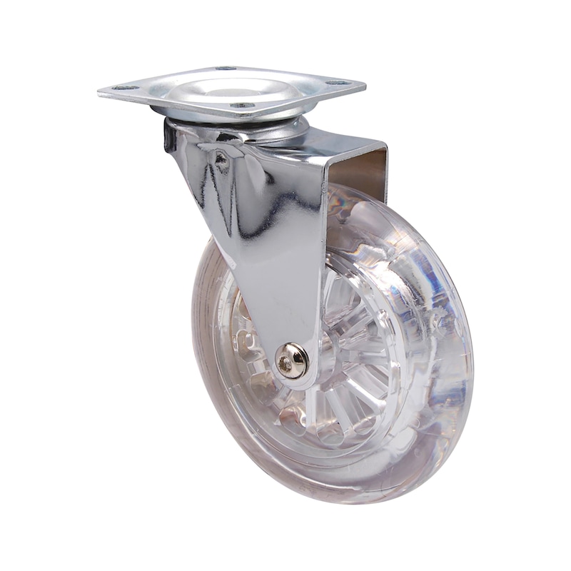 Roulette pivotante moderne transparente pour meuble