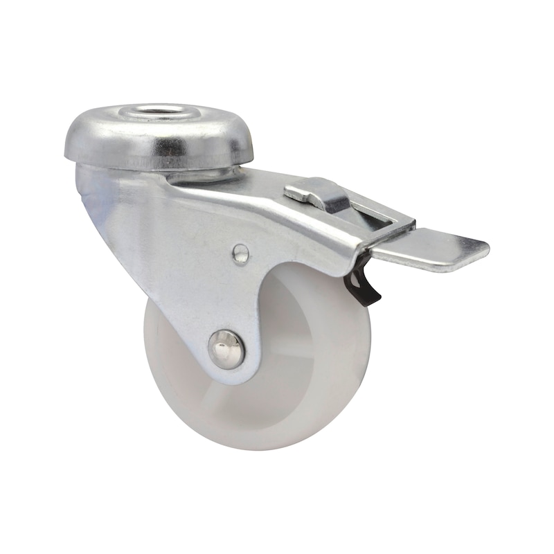 Roulette pivotante ECO avec trou de boulon et frein