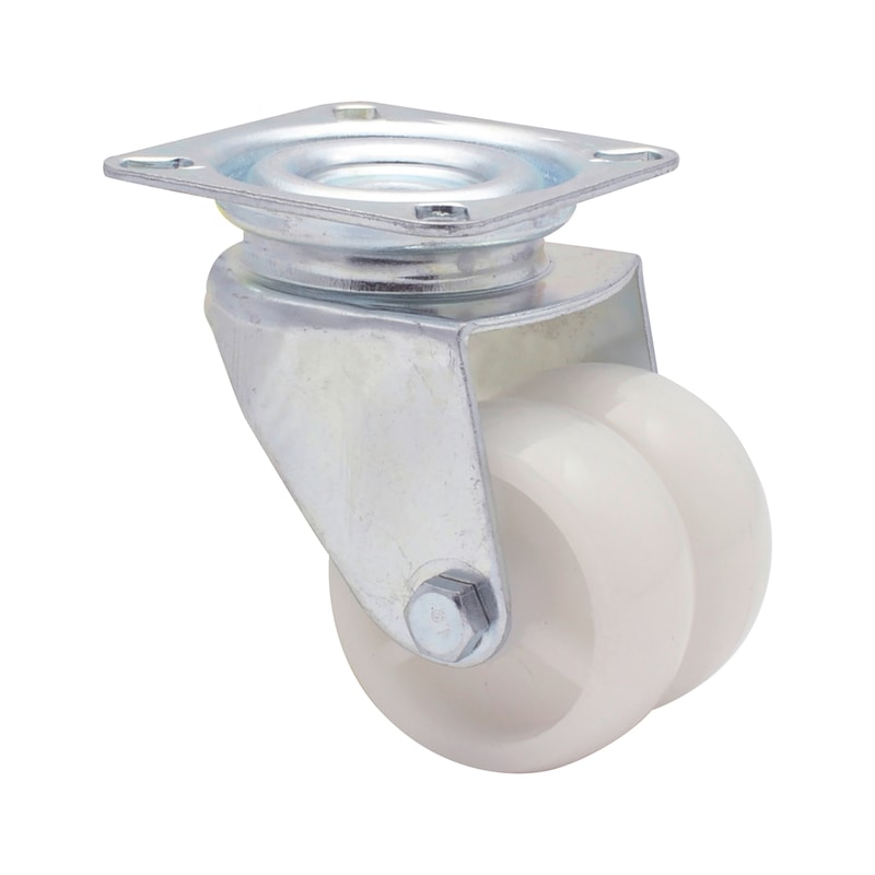 Roulette pivotante jumelée rigide pour sols robustes