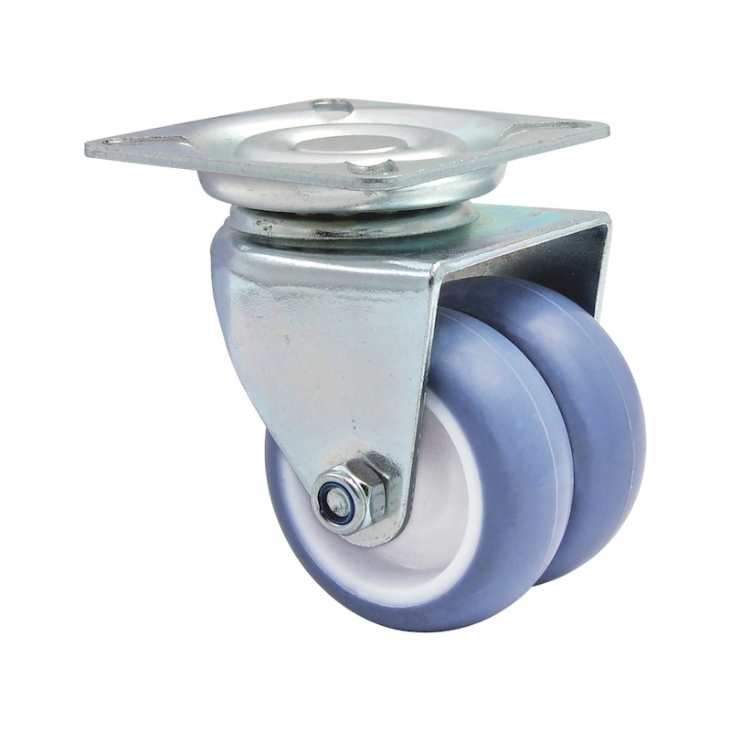 Roulette pivotante jumelée ultra-souple pour machine