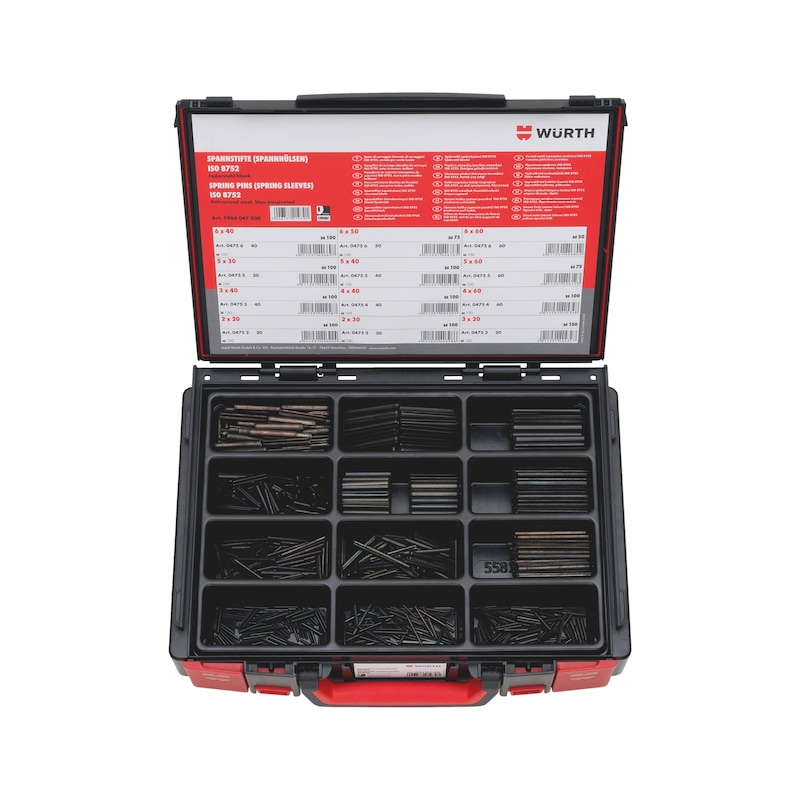 
Clamping pins (sleeves) assortment 1100 pieces in system case 4.4.1. ISO 8752
