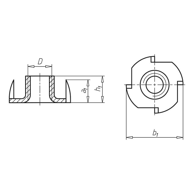 Drive-in nut - NUT-DRIVIN-(A2K)-H17X22-M8