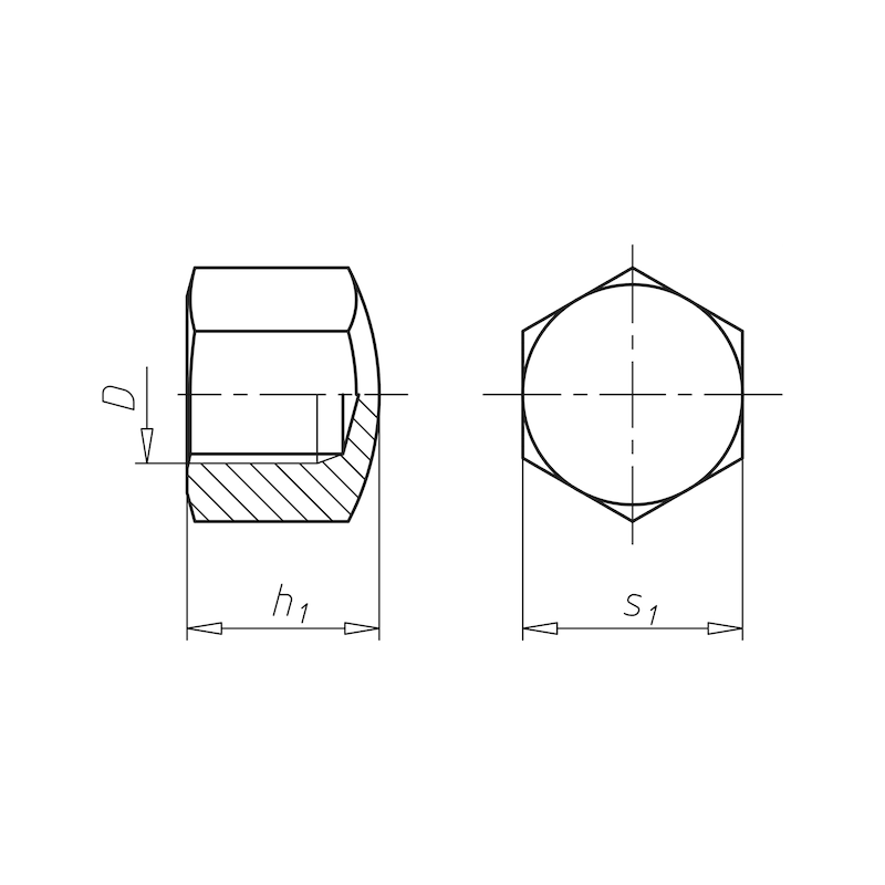 Écrou borgne hexagonal forme basse - DIN 917 - laiton brut