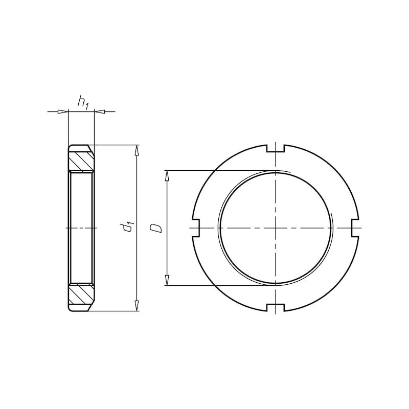 Kroonmoer DIN 981, staal, blank, voor spanbus - 2 Kroonmoer DIN 981, staal, blank, voor spanbus - 2