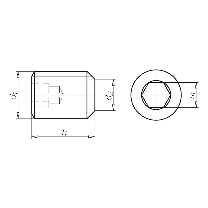 Hexagon socket set screw with truncated cone ISO 4026 A4 stainless steel 21H, plain - SCR-FLPT-ISO4026-A4-21H-HS5-M10X25