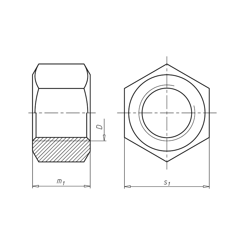 Écrou hexagonal forme haute - ISO 4033 - inox A2 brut 70