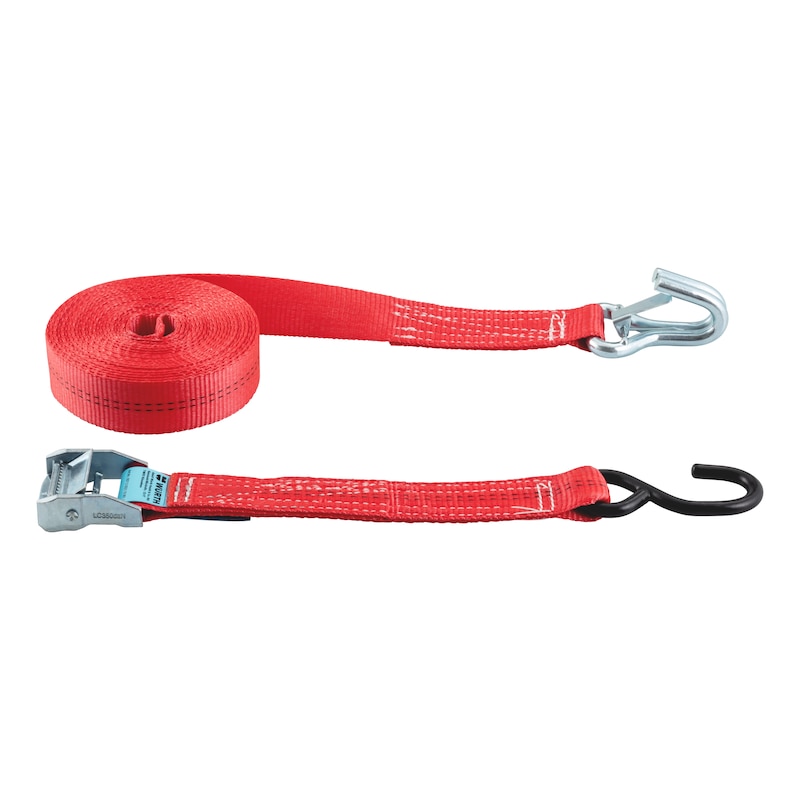 Sangle d'arrimage à cliquet avec crochets en S rapprochés et loquet