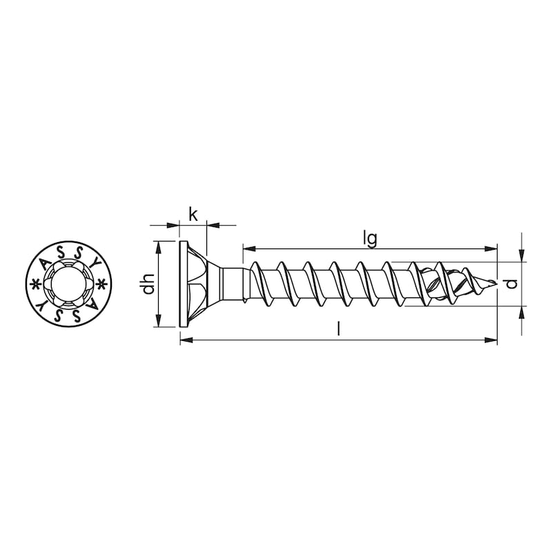 ASSY<SUP>®</SUP> 4 CSMP Universalschraube Stahl verzinkt Vollgewinde Senkfrästaschenkopf 90° - SHR-SEKPF-FRT-HO-RW40-(A3K)-6X80/70