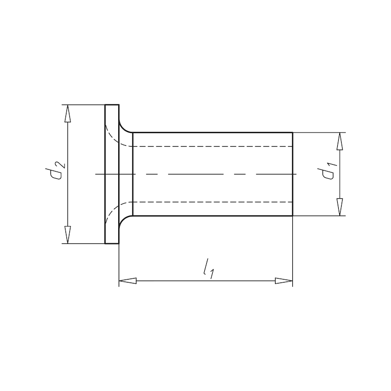 Rivet tubulaire - DIN 7340 - laiton nickelé - forme A