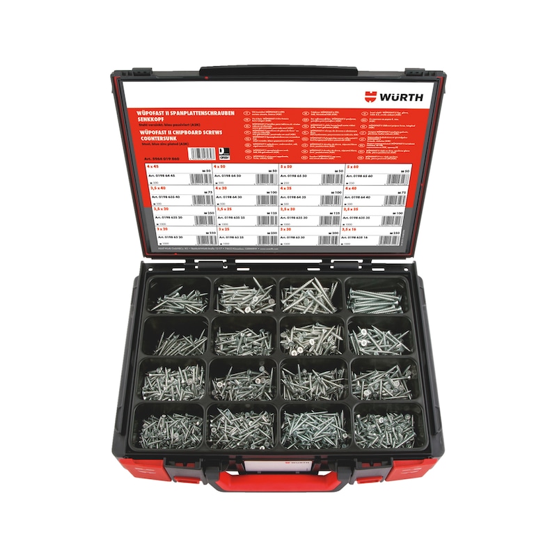 Coffret de vis à bois Wüpofast 2 tête fraisée FT 2100 pcs - Sysko