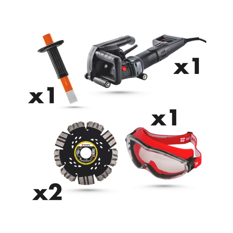 Lot de rainureuse MSF 40 avec disques diamant et masque de protection - 2 pcs