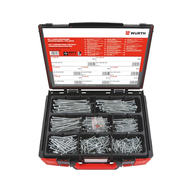Coffret de vis à bois ASSY 4 tête fraisée FP RW 622 pcs - Sysko