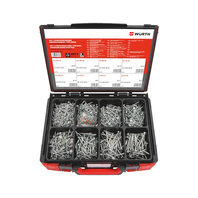 Coffret de 1215 vis à bois ASSY 4 à tête fraisée FP RW Sysko