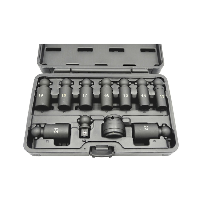 Jeu de douilles à choc à rotule 1/2 pouce - 11 pcs