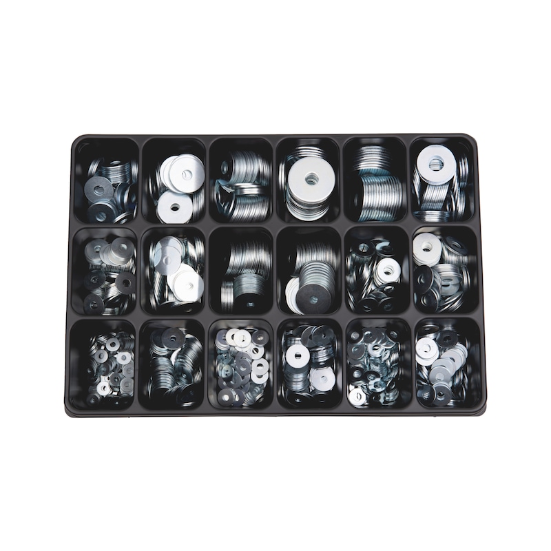 Assortiment de rondelles de carrossier DIN 522 acier zingué 1400 pcs - SOKO