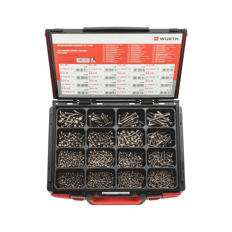 Coffret de vis à tôle TCB ISO 14585 inox A2 Sysko - 1875 pcs