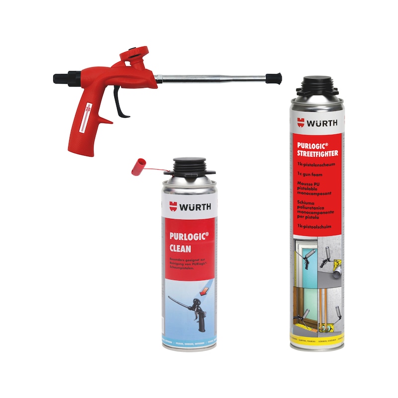 Lot de mousse pistolable Streetfighter, pistolet et nettoyant - 38 pcs