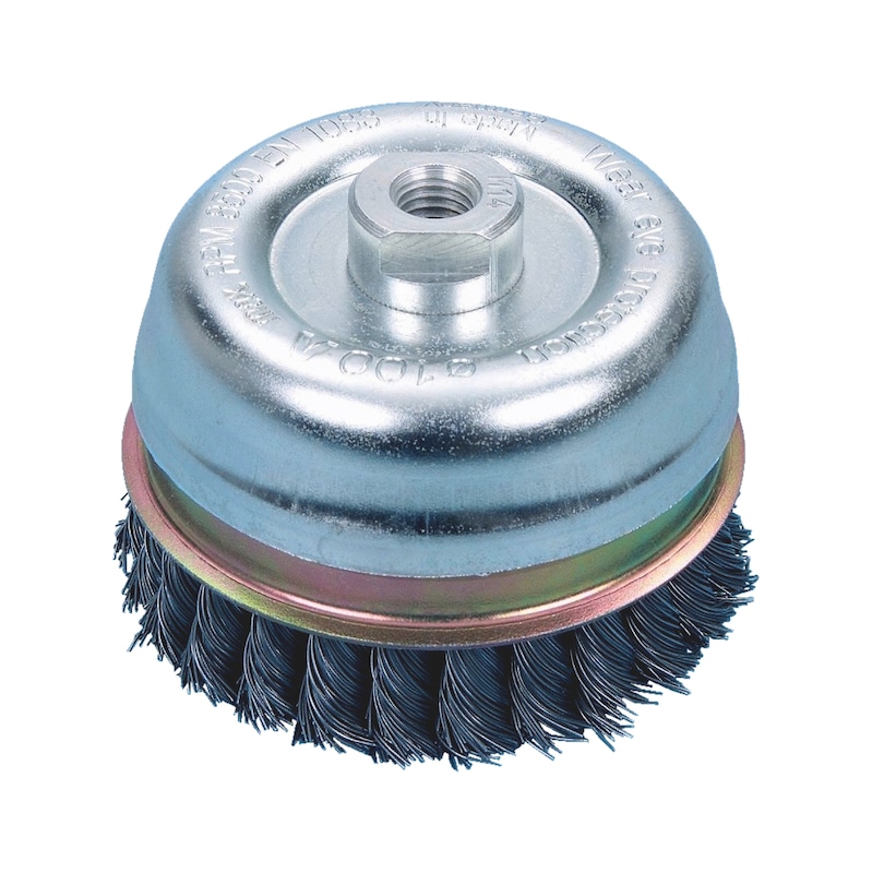 Brosse métallique coupe avec bague d'appui pour meuleuse