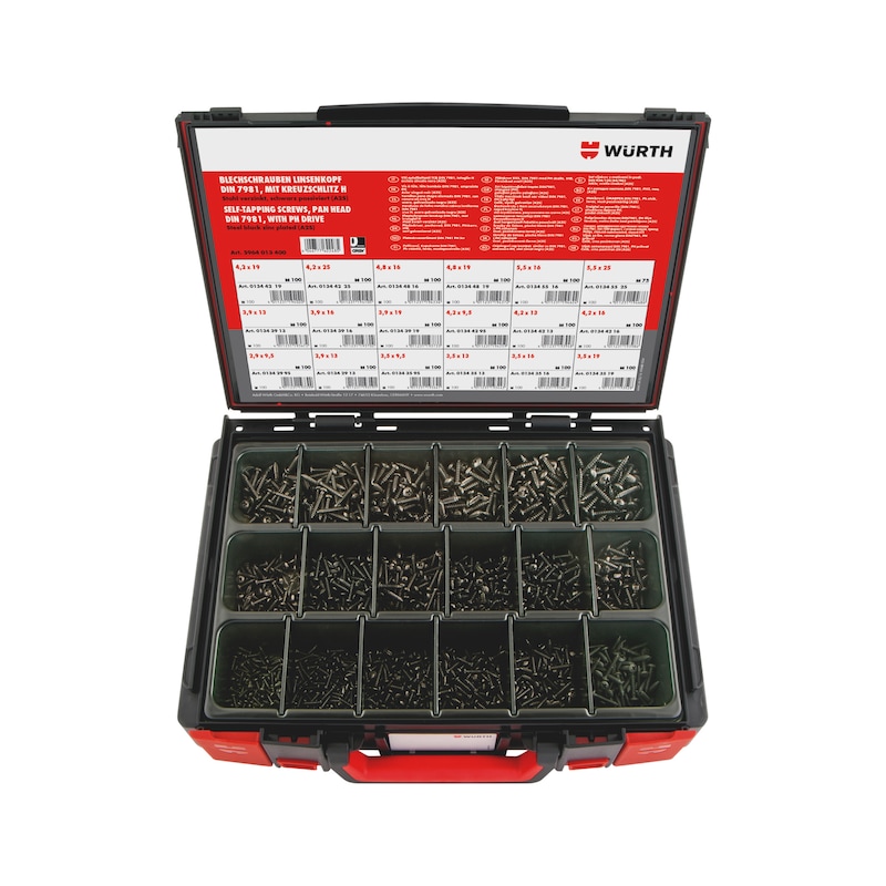 Coffret de vis à tôle DIN 7981 tête bombée 1775pcs - Sysko