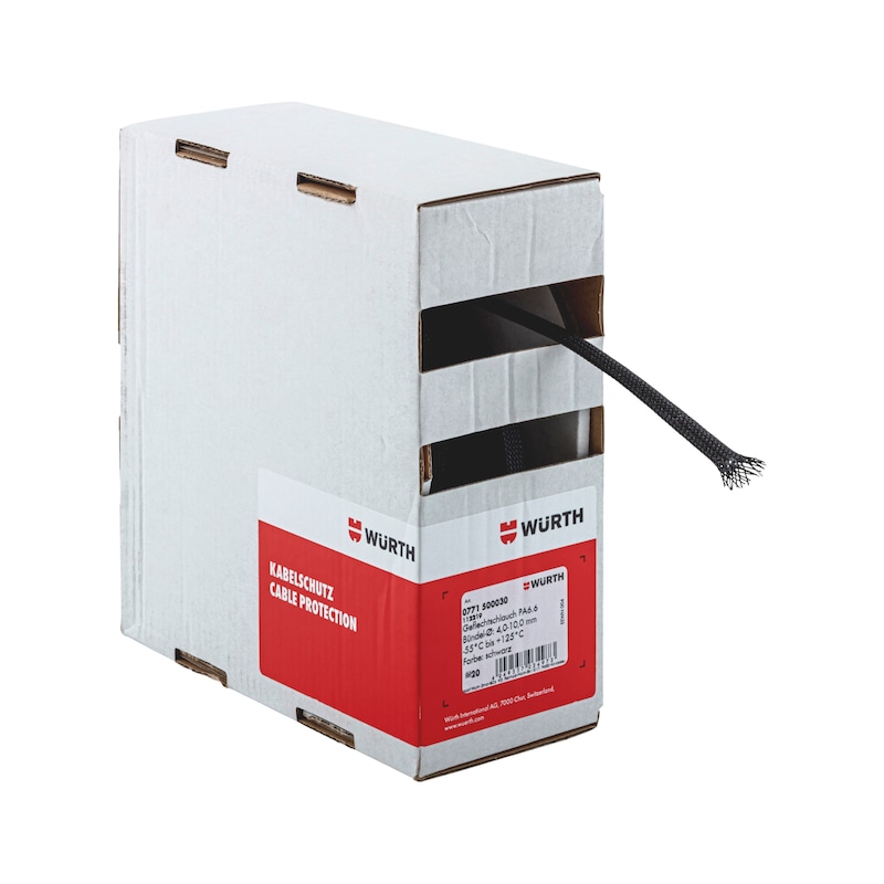 Gaine tressée noire anti-effilochage pour câbles