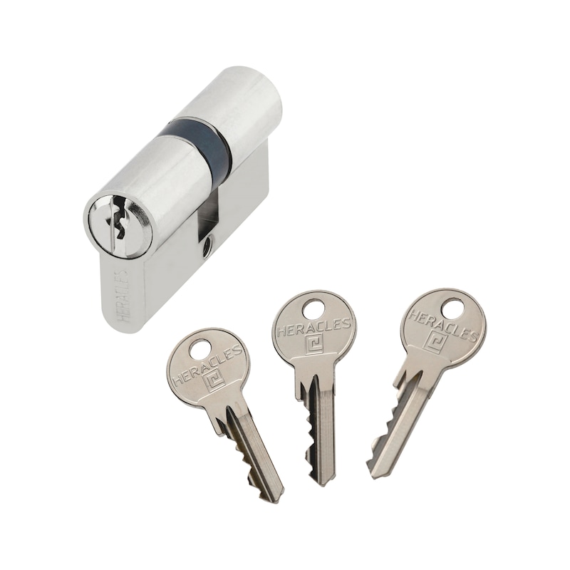 Cylindre européen nickelé à panneton réduit pour serrures étroites