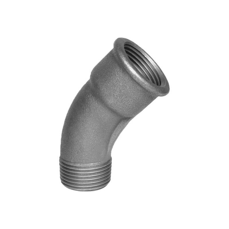 Coude long à 45° avec filetage mâle et femelle EN10242 G4/45° fonte malléable galvanisée à chaud