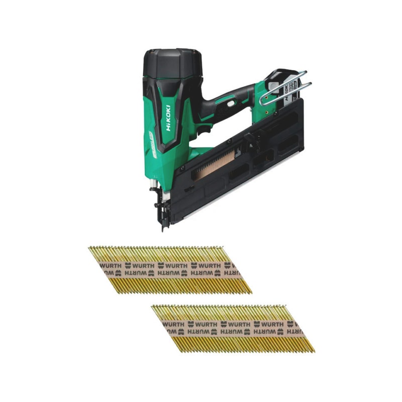 Lot ossature bois - cloueur sans fil Hikoki NR1890DBCL et pointes galvanisées - 24201 pcs