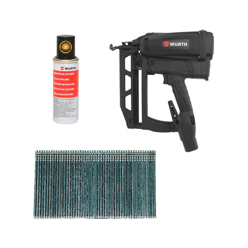 Lot clouage lambris et menuiserie - cloueur DIGA WO-SN 16/64 avec clous et cartouche de gaz - 12509 pcs