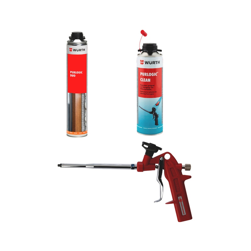Lot mousse polyuréthane - mousse PURLOGIC DUO, pistolet et nettoyant