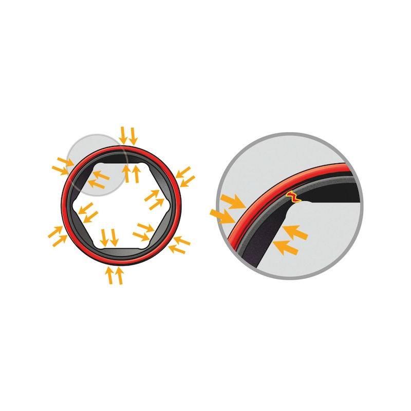 1/2 inch impact socket wrench insert, power with integrated reinforcement ring for longer service life - 5 1/2 inch impact socket wrench insert, power with integrated reinforcement ring for longer service life - 5