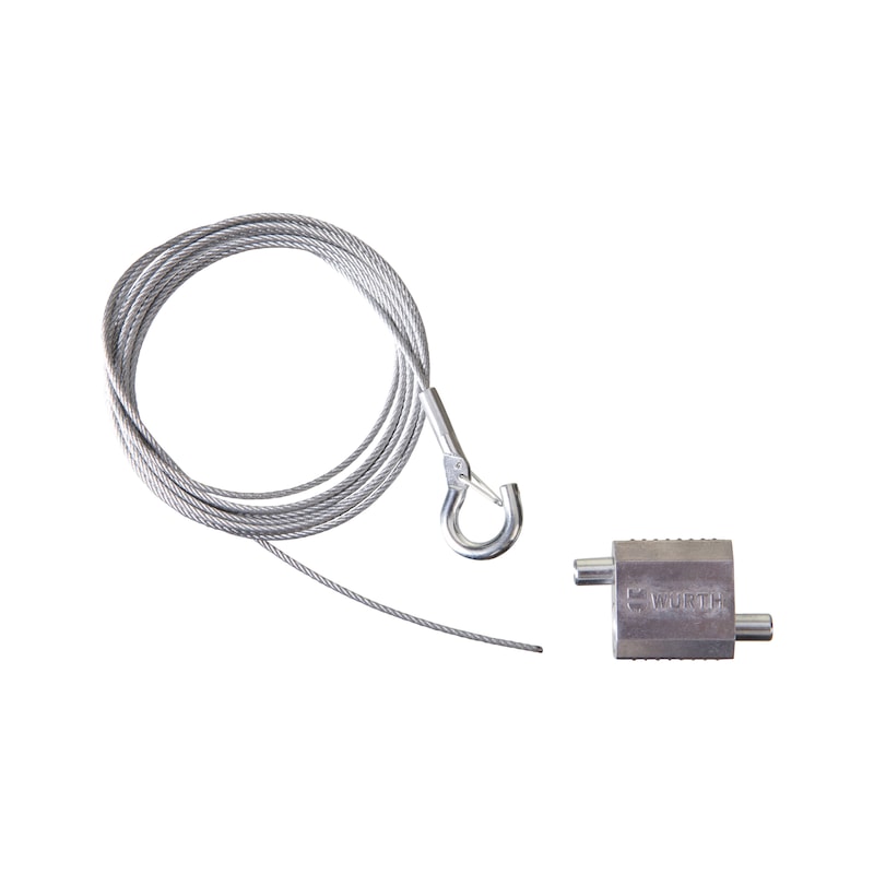 Kit attache câble Ø2,5mm + mousqueton - jusqu'à 70kg