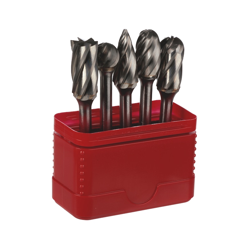 Kit de 5 fraises carbure à denture ALU - queue de 6 mm