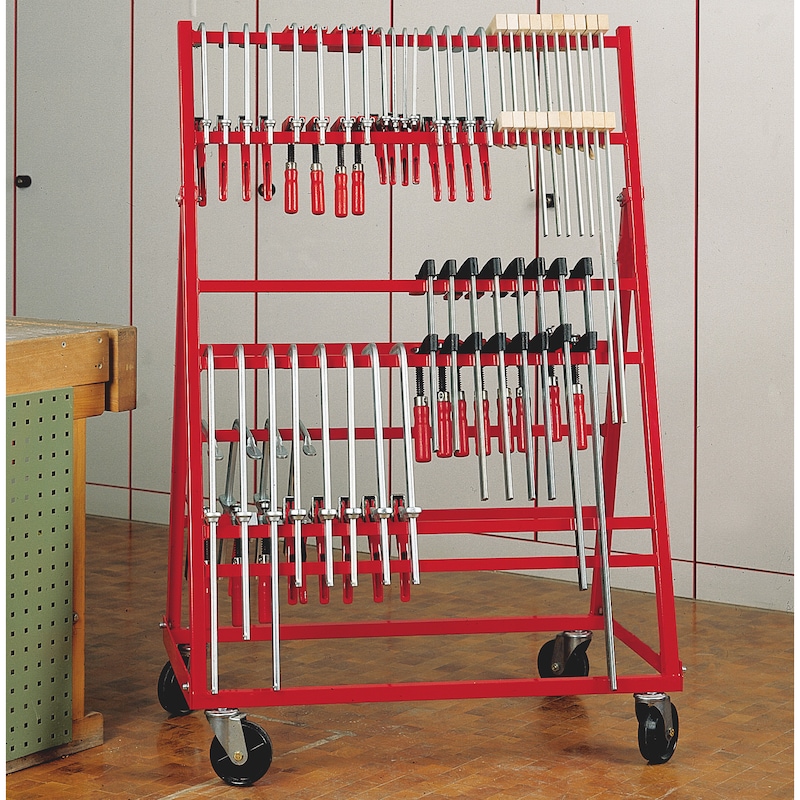 Chariot pour 130 serre-joints avec 9 niveaux pour atelier
