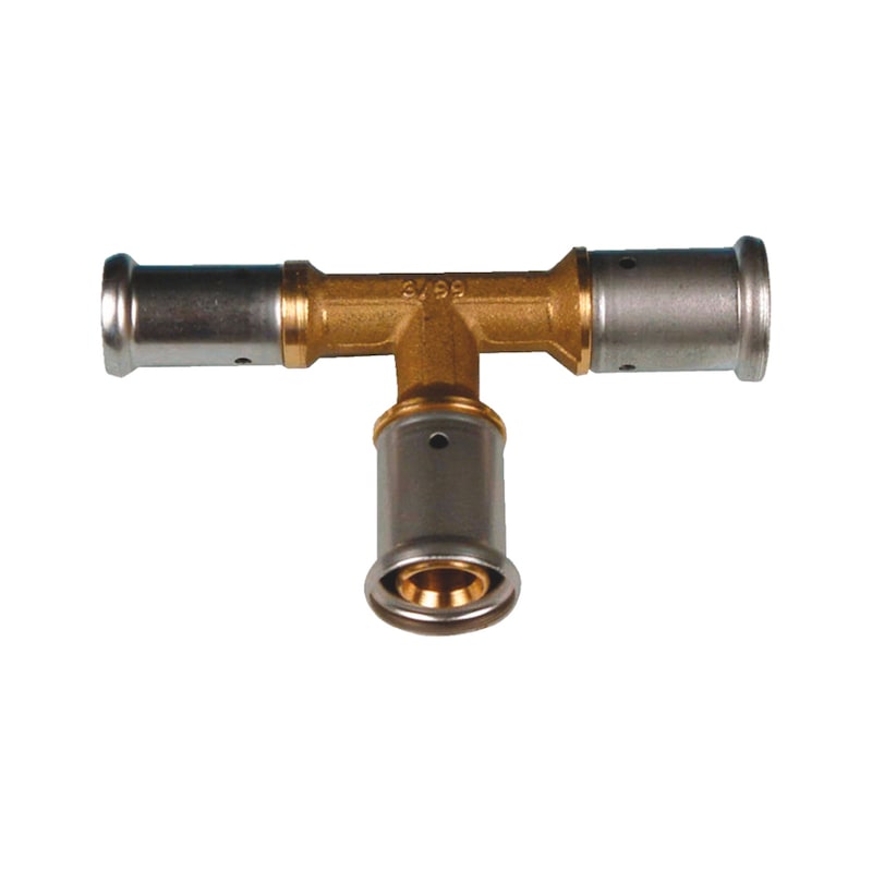 Double raccord réduction en T par pression laiton pour tube multicouche