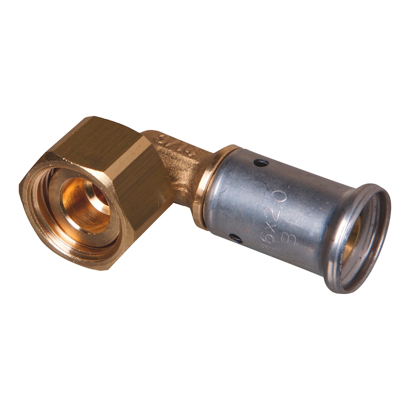 Raccord à sertir 90 degrés étanchéité plate pour tube multicouche