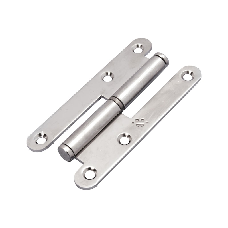 Paumelle de porte inox à bouchons plats - finition poli chromé